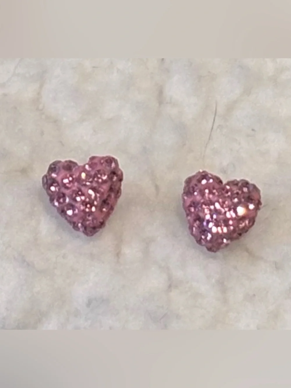 Pink Glitter Heart Stud Earrings